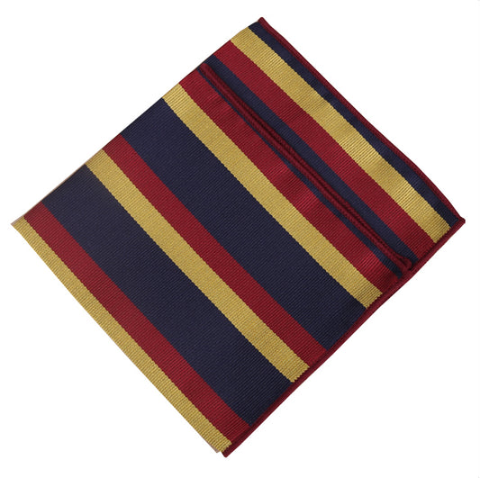 Navy with Red & Yellow Stripes Pocket Square