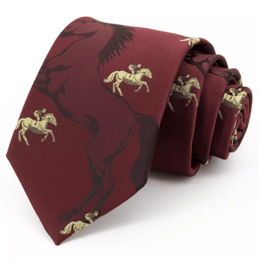 Burgundy with Black & Gold with Horses Tie