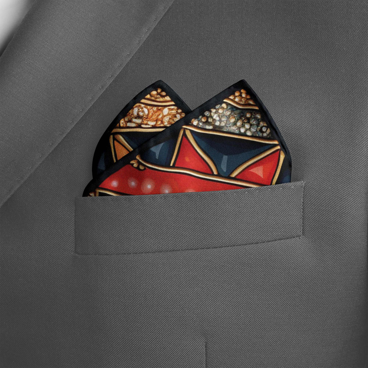 Genuine Silk Imperial Crown Jewel Mosaic Pocket Square