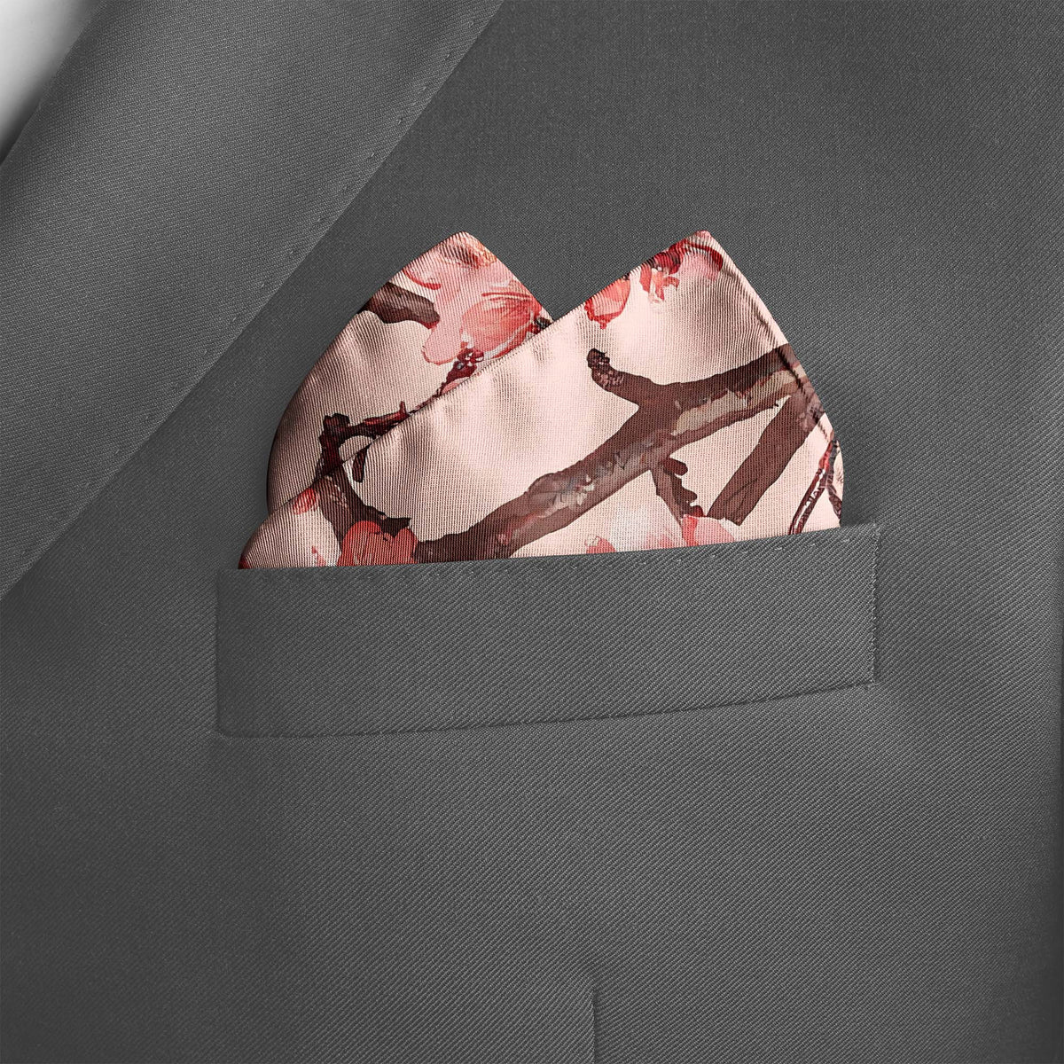 Genuine Silk Pink Cherry Blossom Pocket Square