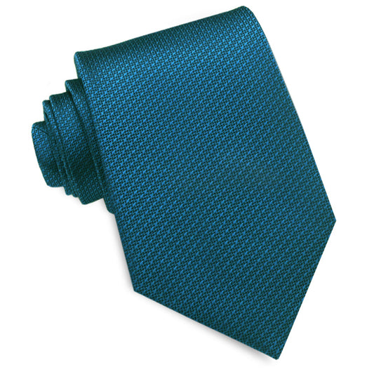 Peacock Blue Woven Texture Mens Tie