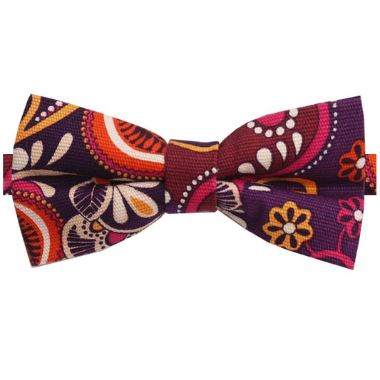 Purple Orange Pink and Cream Floral Bow Tie