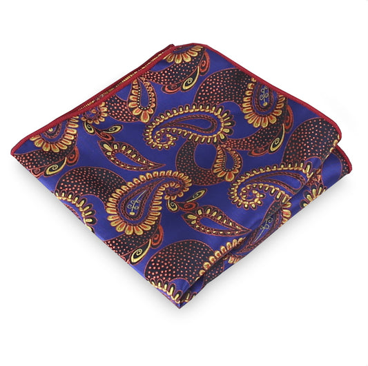 Purple / Indigo with Gold Paisley Pocket Square