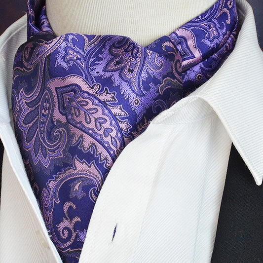 Purple with Pink Paisley Design Ascot Cravat