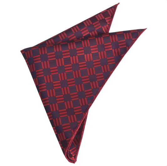 Red & Black Check Diamonds Pocket Square