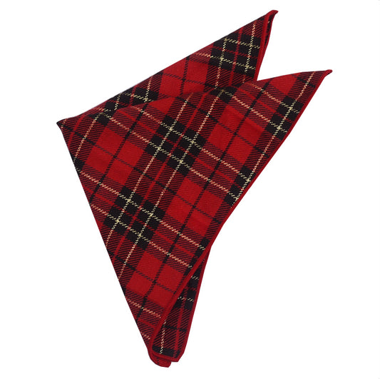 Red, Black and Gold Tartan Pocket Square