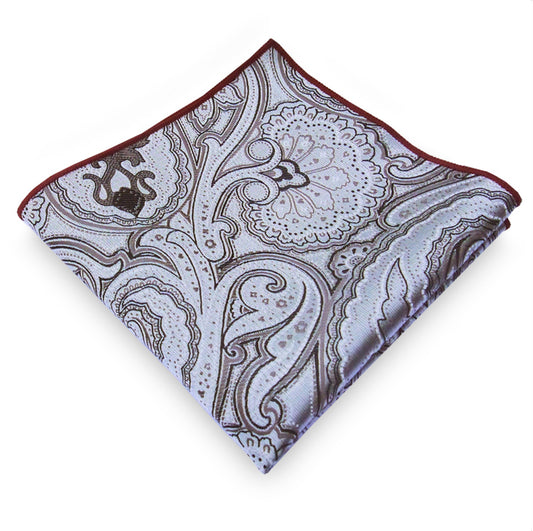 Silver Paisley Pocket Square