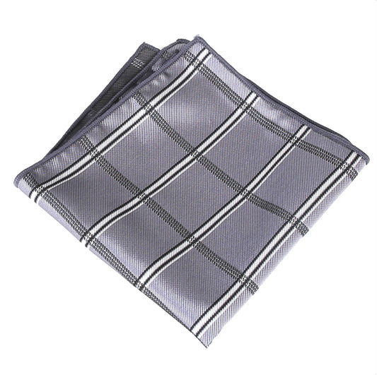 Silver Plaid Pocket Square