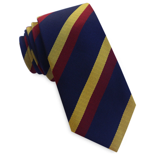 Navy with Red & Yellow Stripes Slim Tie