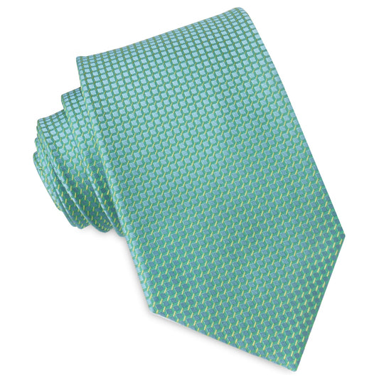 Turquoise with Green & Yellow Squares Mens Tie