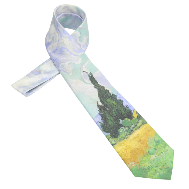 Van Gogh Wheat Fields with Cypruses Slim Tie