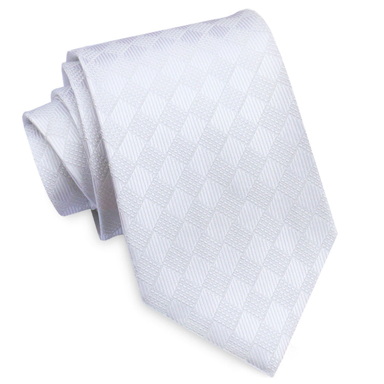 White Textured Diamonds Mens Tie