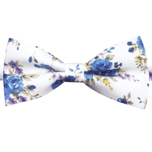 White with Purple & Blue Floral Men's Slim Tie