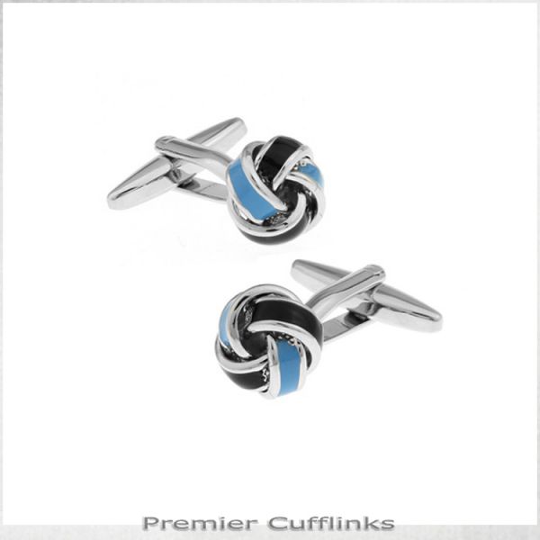 BLACK AND COBALT BLUE KNOT CUFFLINKS