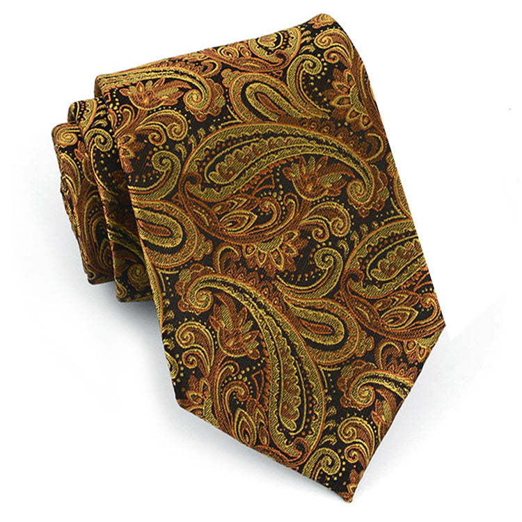 Black and Gold Paisley Mens Tie