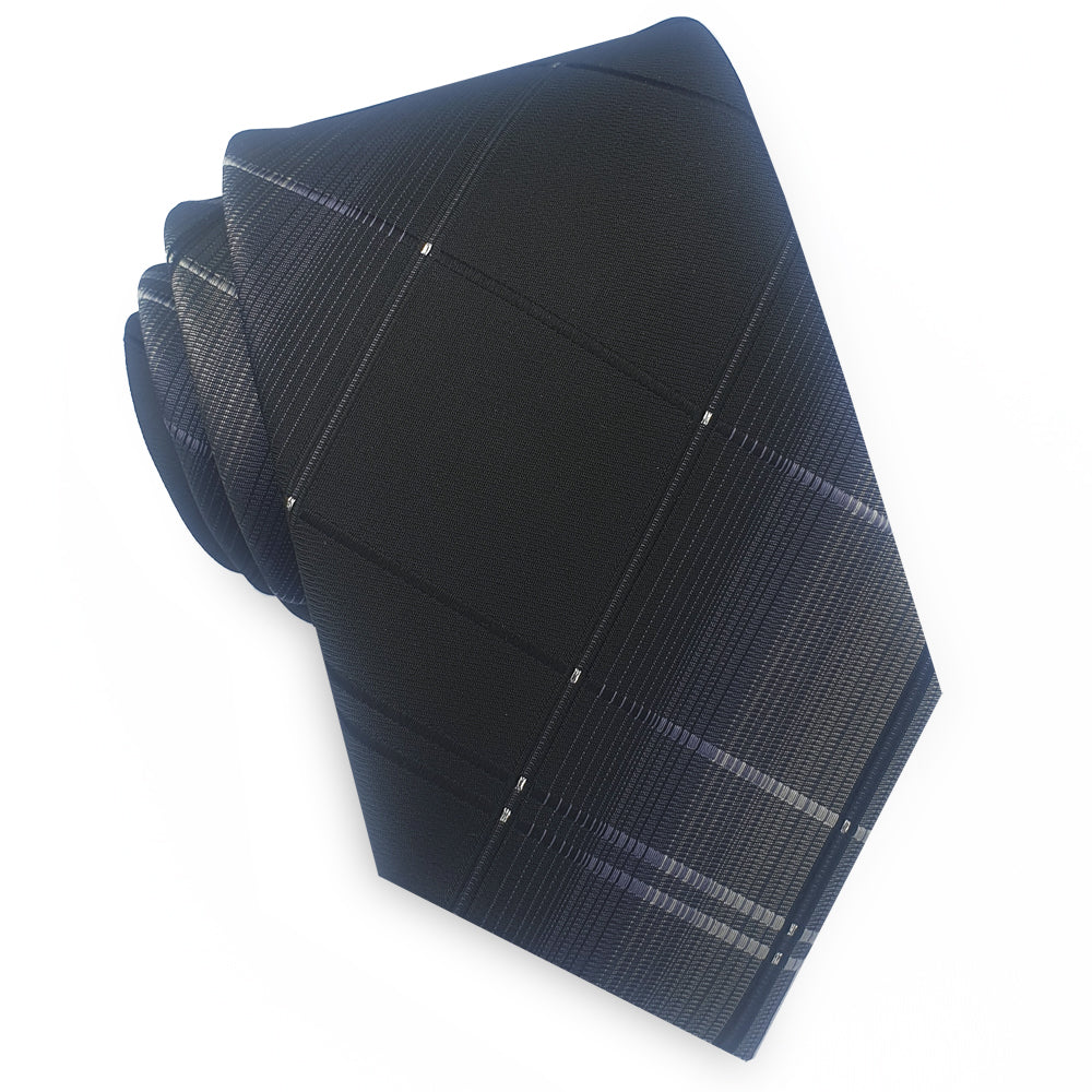 Black and Grey Crosshatch Diamonds Men's Tie