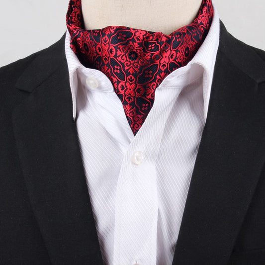 Men's Black & Red Filigree Ascot Cravat