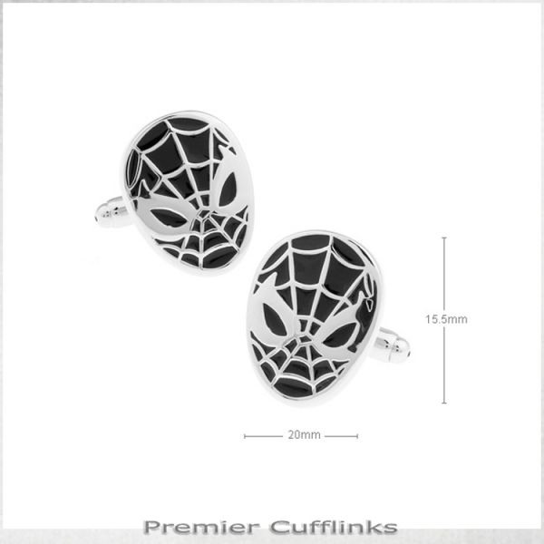 BLACK AND SILVER SPIDERMAN CUFFLINKS