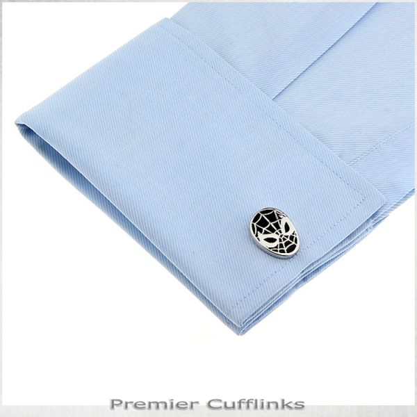BLACK AND SILVER SPIDERMAN CUFFLINKS