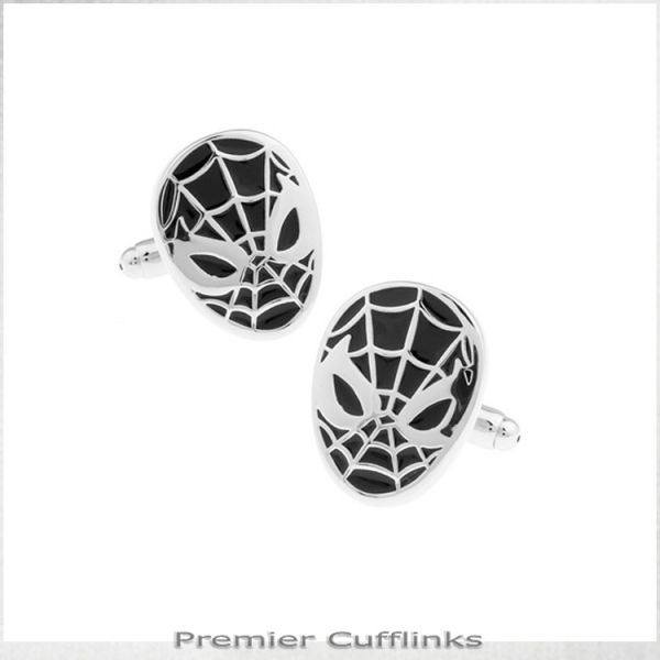 BLACK AND SILVER SPIDERMAN CUFFLINKS