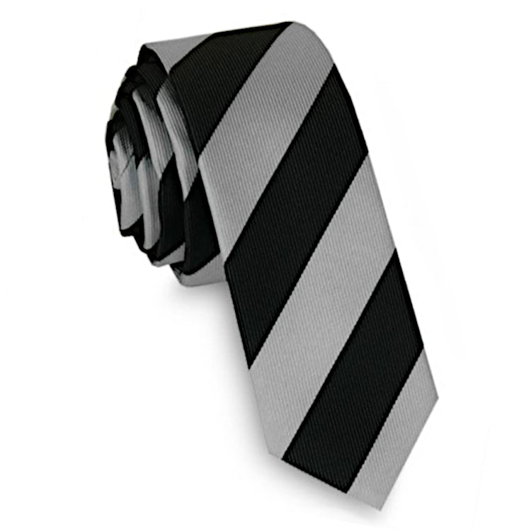 Black and Silver Stripes Skinny Tie