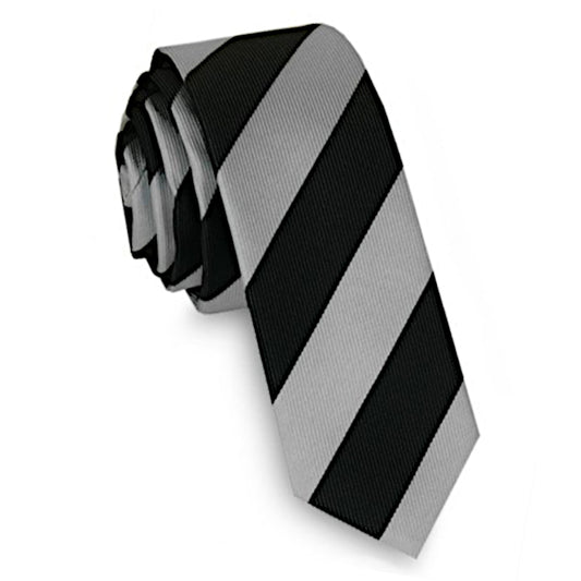 Black and Silver Stripes Skinny Tie