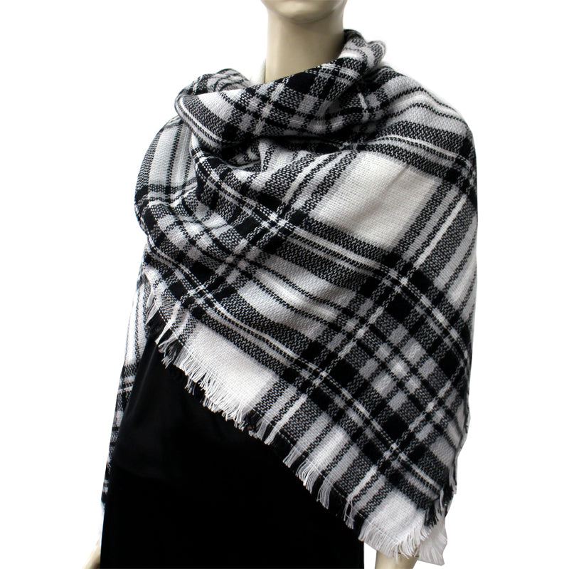 Black & White Tartan Womens Scarf