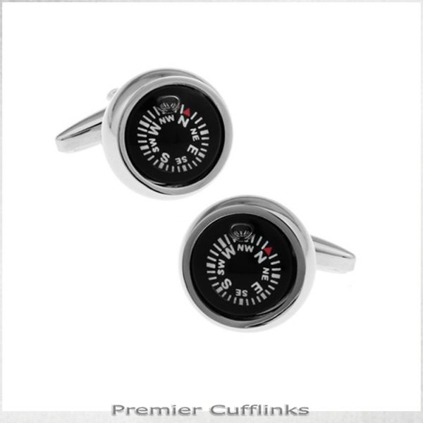 BLACK COMPASS CUFFLINKS