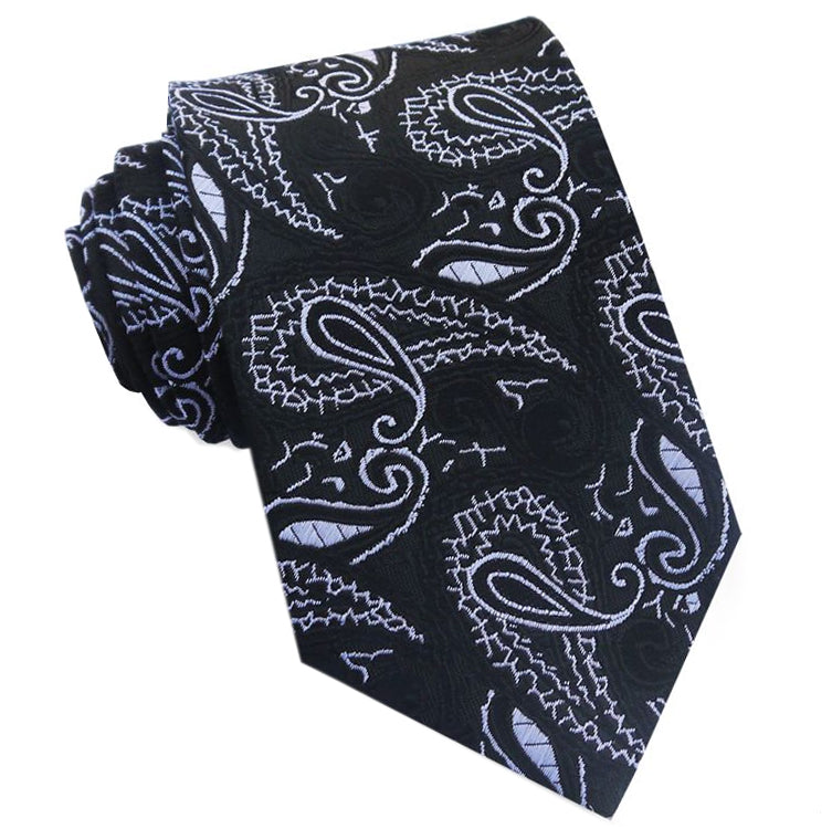 Black & White Paisley Mens Tie