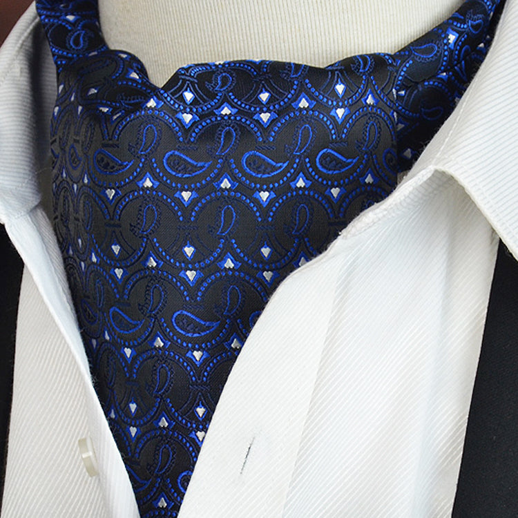 Black with Blue Regal Paisley Ascot Cravat