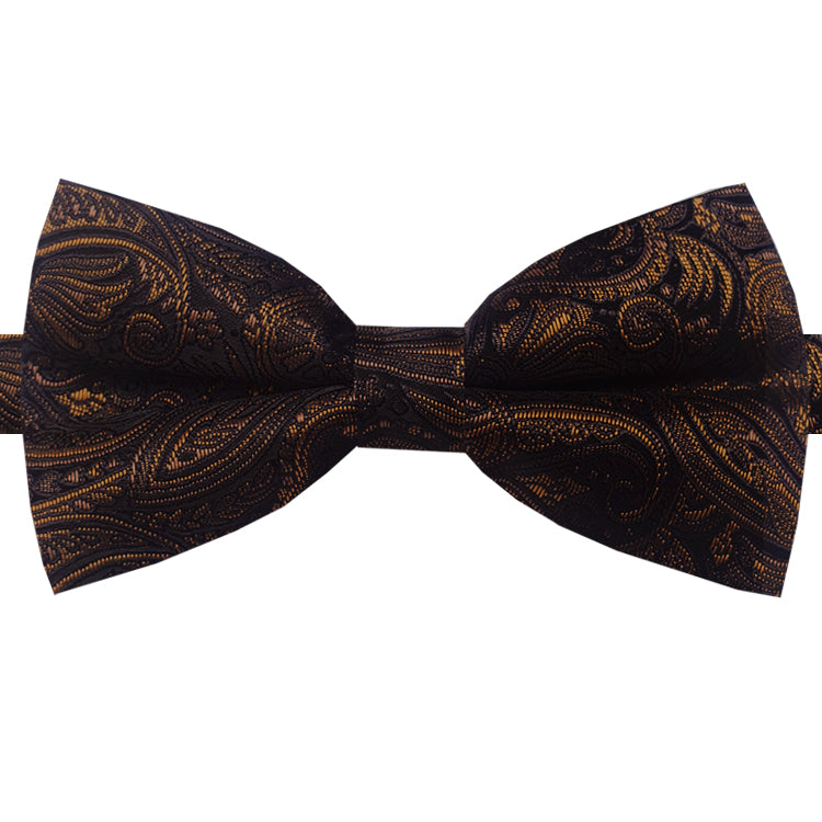 Black with Bronze Paisley Bow Tie