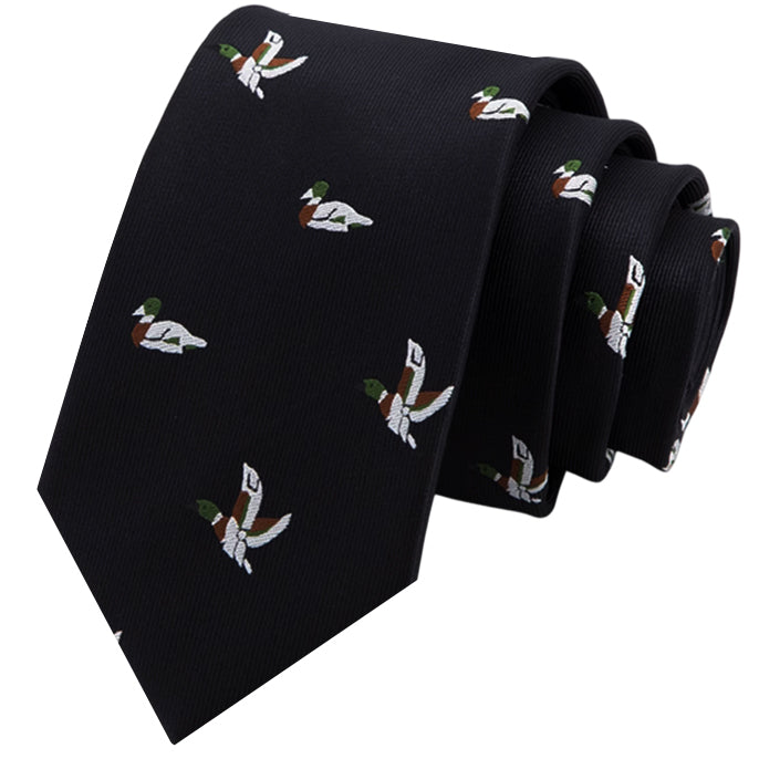 Black with Ducks Slim Tie