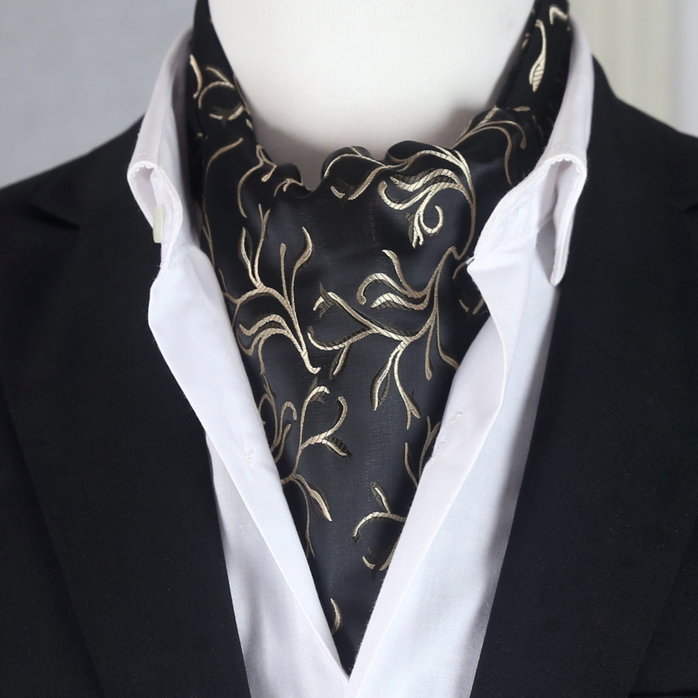 Black with Gold Swirls Ascot