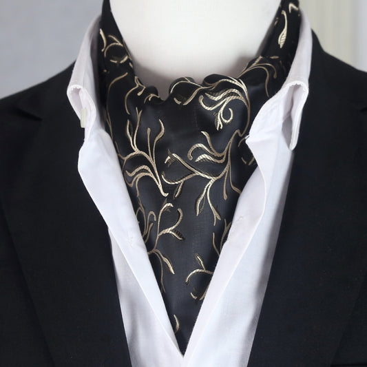 Black with Gold Swirls Ascot