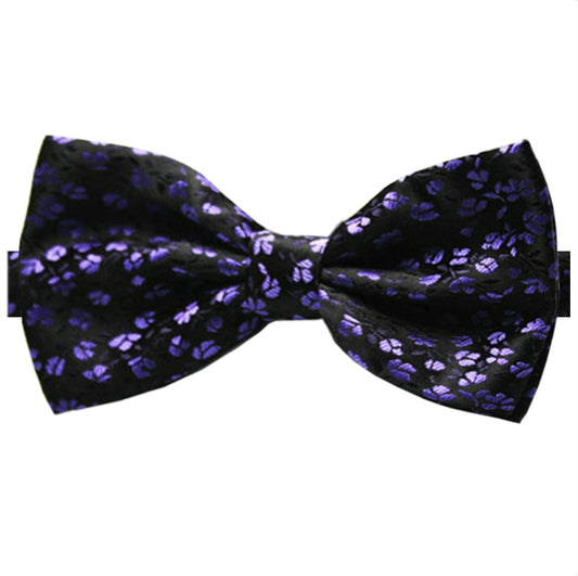 Purple and Black Floral Bow Tie