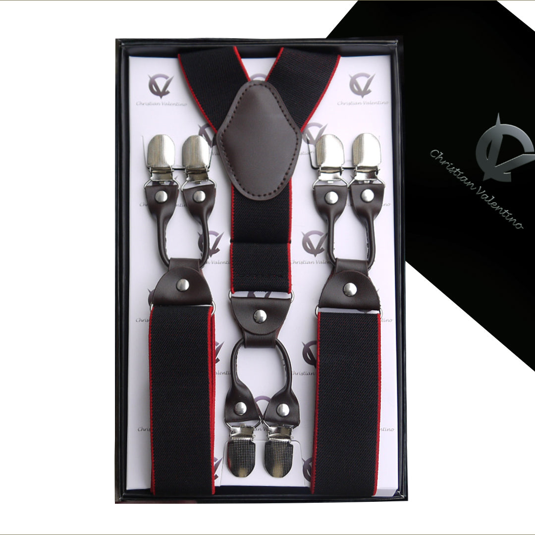 Black with Red Trim Leather Attachment Braces