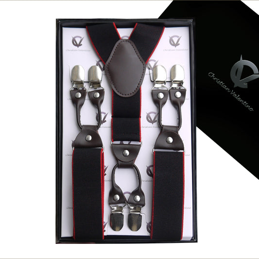 Black with Red Trim Leather Attachment Braces