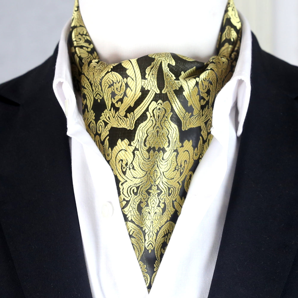 Black with Royal Gold Ascot Cravat