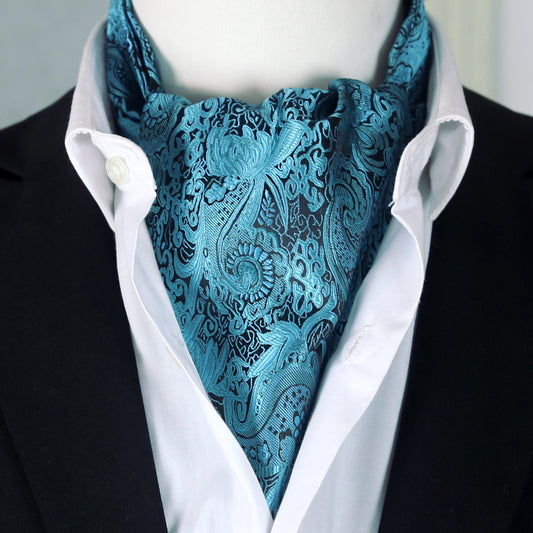 Teal and Black Paisley Ascot