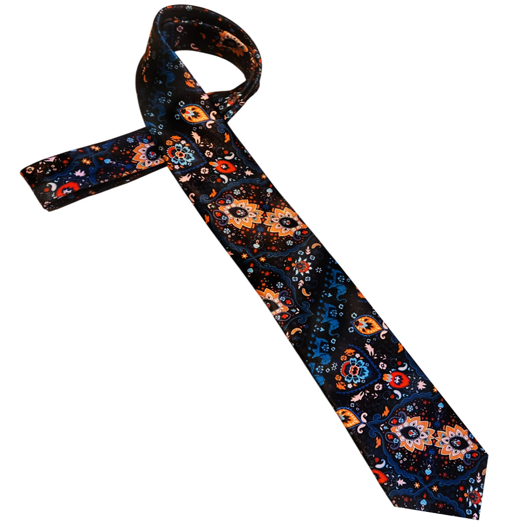 Black with Traditional Asian Artistry Tie