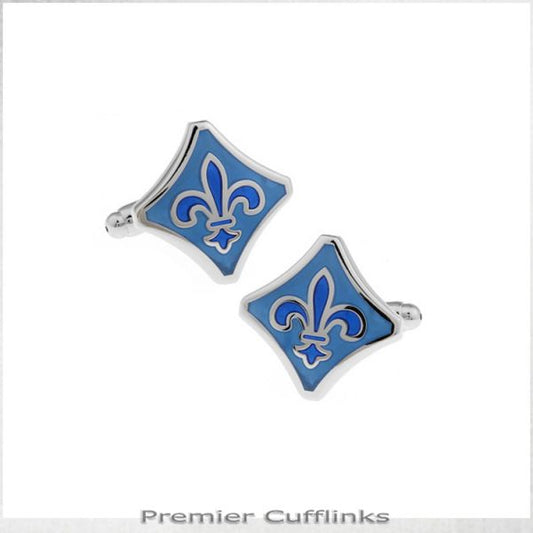 BLUE FLEUR DE LIS CUFFLINKS