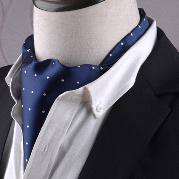 Men's Blue with White Polka Dots Ascot Cravat