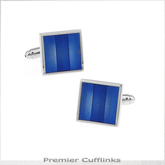 BLUE ZIGZAG TEXTURED STRIPES CUFFLINKS