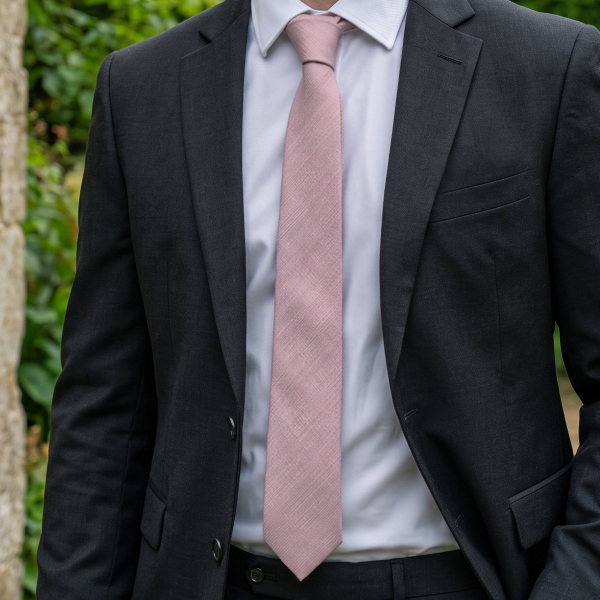 Dusty Pink Bamboo & Cotton Blend Skinny Tie