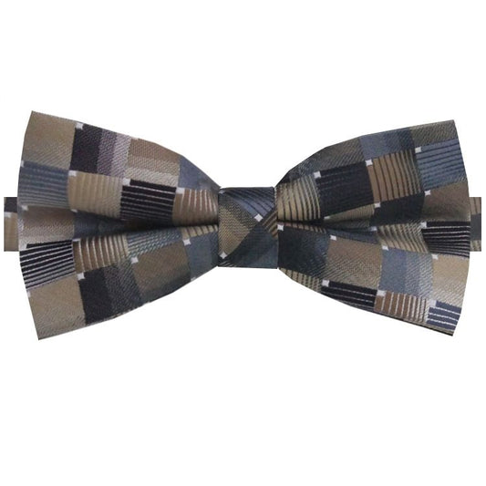 Bronze, Silver & Copper Check Bow Tie
