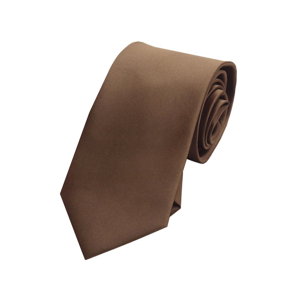 Boys Chocolate Coffee Brown Plain Tie
