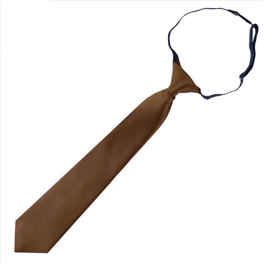 Chocolate Coffee Brown Junior Boys Elasticated Tie