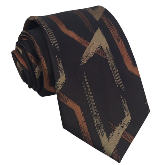 Brown, Tan & Orange Abstract Design Tie