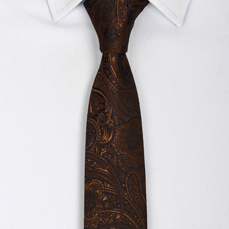 Black with Bronze Paisley Slim Tie