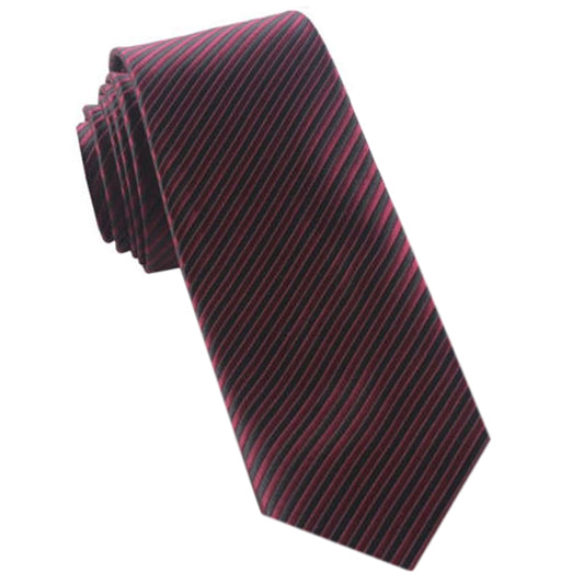 Burgundy & Black Thin Stripes Mens Tie
